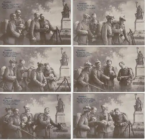 (40254) AK Patriotika Danklied! Soldaten Niederwalddenkmal, 6 Karten a. Serie