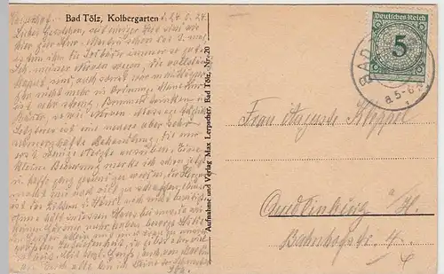 (40041) AK Bad Tölz, Kolbergarten, 1924