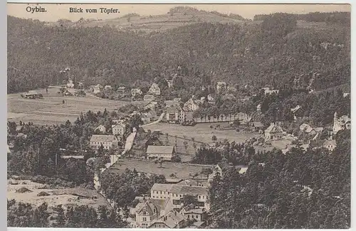 (39861) AK Oybin, Totale, Blick vom Töpfer, Bahnpost 1914