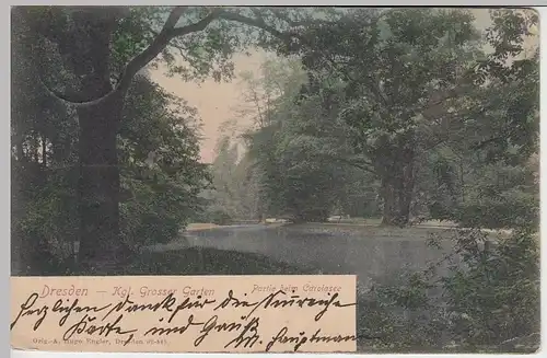 (39540) AK Dresden, Kgl. Großer Garten, Partie beim Carolasee, 1902