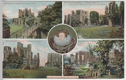 (39491) AK Queen Elisabeth Souvenir, Kenilworth Castle, Mehrbildkarte