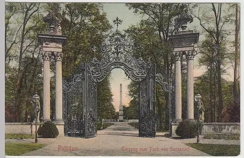 (39485) AK Potsdam, Sanssouci, Eingang zum Park, 1907