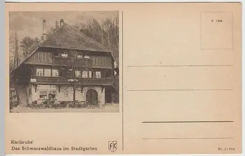 (39413) AK Karlsruhe, Schwarzwaldhaus im Stadtgarten