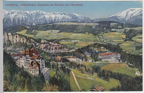 (39332) AK Semmering, Südbahnhotel, Kuranstalt m. Raxalpe, 1925