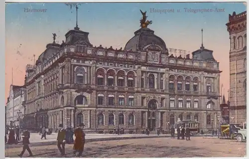 (39263) AK Hannover, Hauptpost u. Telegraphen-Amt, 1915