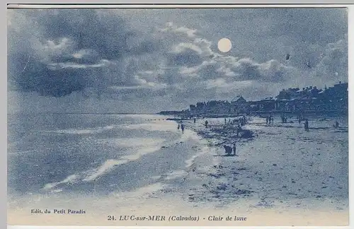 (39249) AK Luc-sur-Mer (Calvados), Strand bei Mondenschein, vor 1945