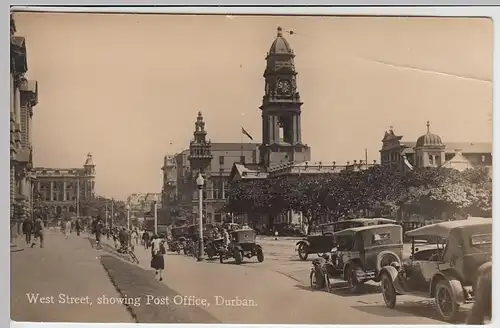 (39231) Foto AK Durban, West Street, Post Office, vor 1945