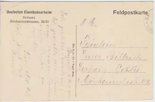 (39026) AK Brüssel, Bruxelles, Botanischer Garten, Feldpostkarte 1918