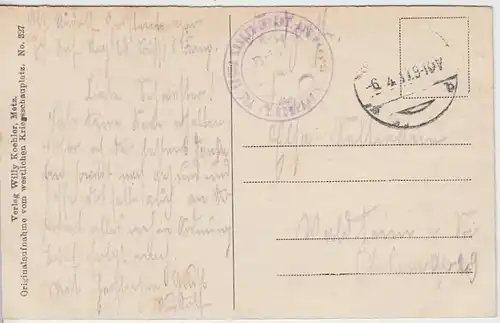 (39023) AK Riaville-en-Woèvre, Zerschossene Kirche, Feldpost 1917