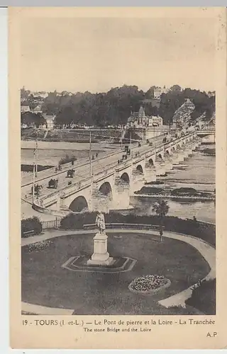 (38844) AK Tours, Le pont de pierre et la Loire 1928