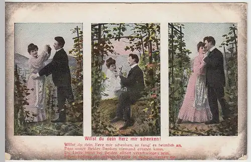 (38457) AK Paar Bilderserie >Willst Du Dein Herz mir schenken!< um 1906