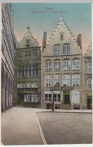 (38435) AK Ypres, Ypern, alte Häuser am Grande Place, Feldpost 1915