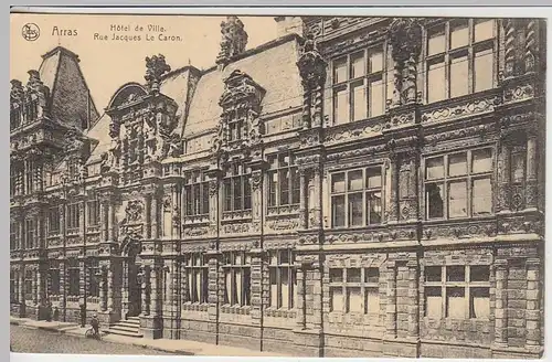 (38376) AK Arras, Rathaus, Jacques Le Caron-Straße, Feldpost 1916