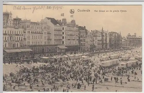 (38361) AK Ostende, Oostende, Strand u. Hotels, 1915
