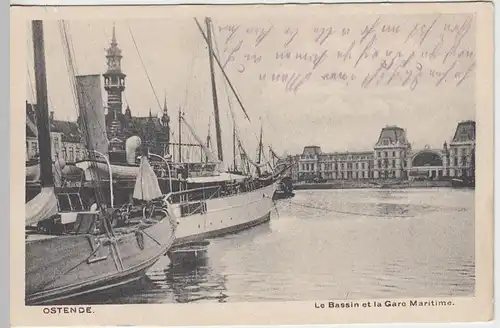 (38356) AK Ostende, Hafen-Becken, Feldpost 1915