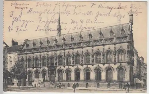 (38351) AK Courtrai, Rathaus, Feldpost 1915