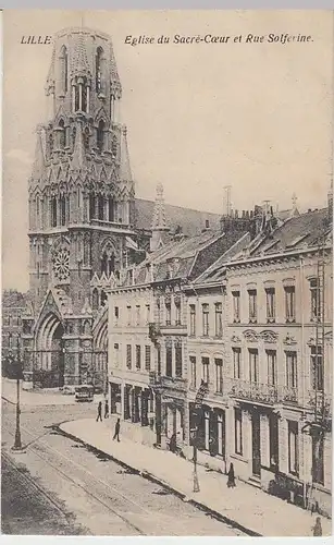 (38164) AK Lille, Kirche Sacre Coer u. Solferine-Straße, Feldpost 1915