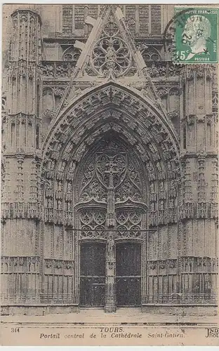 (38162) AK Tours (Indre-et-Loire), Kathedrale St. Gatien, Hauptportal, 1925