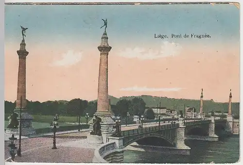 (38154) AK Liège, Lüttich, Fragnèe-Brücke, Feldpost 1918