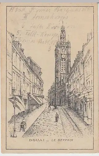 (38149) AK Douai, Beffroi, Belfried, Feldpost 1915