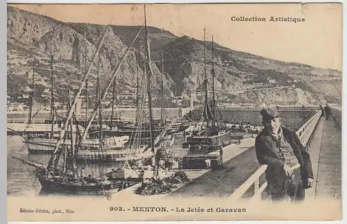 (38141) AK Menton, am Hafen, vor 1945