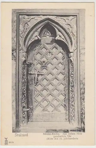 (38092) AK Stralsund, Nicolai-Kirche, geschnitzte Tür um 1900