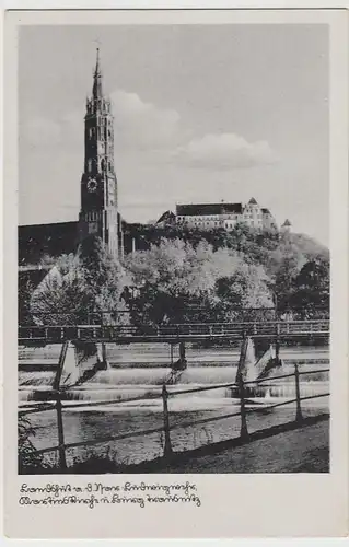 (38060) AK Landshut, Ludwigwehr, Martinskirche u. Burg Trausnitz, 1942