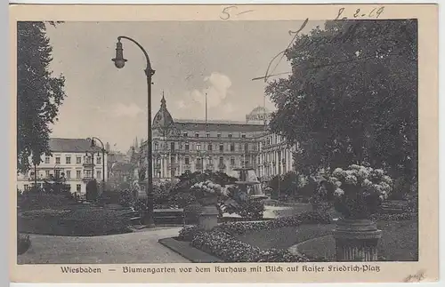 (38029) AK Wiesbaden, Blumengarten vor dem Kurhaus, 1919