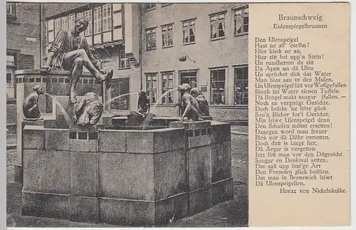 (37974) AK Braunschweig, Eulenspiegelbrunnen, mit Spruch, 1924
