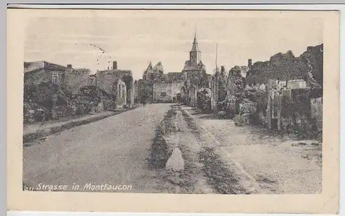 (37956) AK Straße in Montfaucon, Feldpostkarte 1.WK, 1916