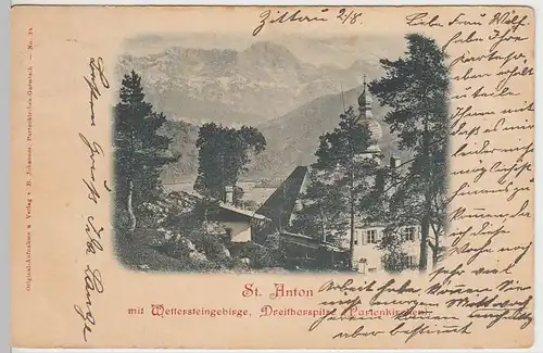 (37935) AK St. Anton m. Wettersteingebirge u. Dreitorspitze, 1904