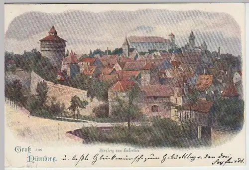 (37900) AK Gruß aus Nürnberg, Totale vom Hallerthor, 1900