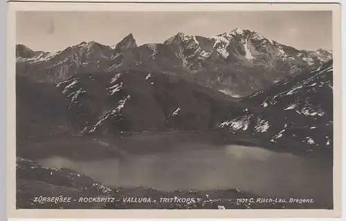(37821) Foto AK Lech, Zürsersee m. Rockspitz, Valluga u. Trittkopf, 1921