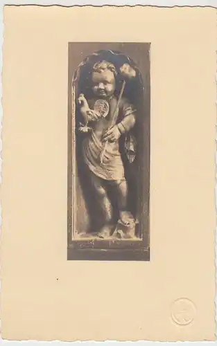 (37814) Foto AK kirchl. Figur, Kind mit Hahn, möglw. Kloster Lamspringe