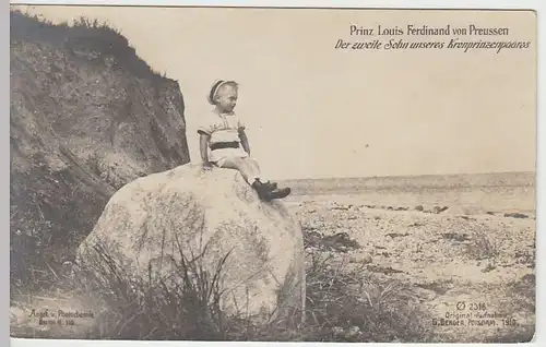 (37686) Foto AK Prinz Louis Ferdinand von Preußen als Kind a.d. See 1910/20er