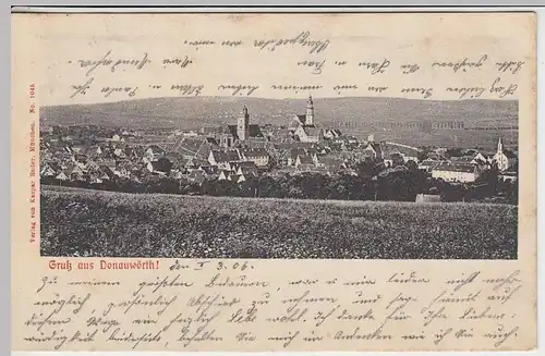 (37654) AK Gruß aus Donauwörth, Panorama, 1906