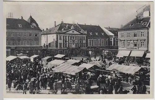 (37650) AK Wien Neustadt, Marktplatz u. Rathaus 1942