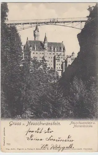 (37643) AK Schloß Neuschwanstein u. Marienbrücke, 1905