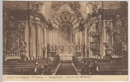 (37628) AK Würzburg, Käppele, Hauptkirche, Inneres m. Hochaltar, 1926