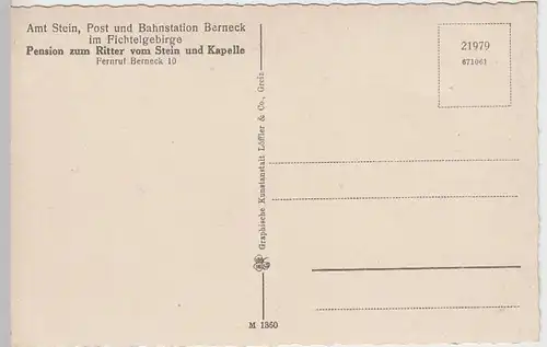 (37502) AK Amt Stein b. Bad Berneck i. Fichtelgebirge, Oelschnitztal, vor 1945