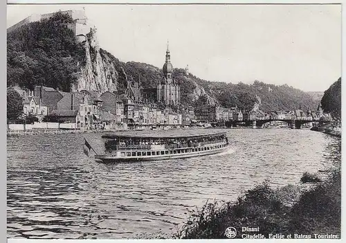 (37491) AK Dinant, Zitadelle, Kirche u. Touristenboot, vor 1945