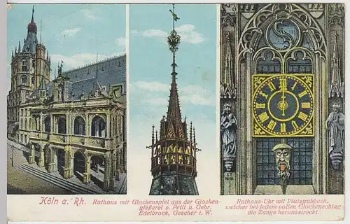 (37462) AK Köln, Rathaus, Glockenspiel, Uhr, 1914