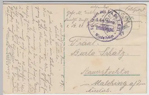 (37451) AK Mindelheim, Mindelburg, Feldpost, 1917