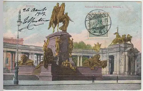 (37250) AK Berlin, Nationaldenkmal Kaiser Wilhelm I., 1907