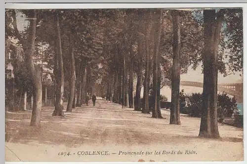 (37231) AK Koblenz, Coblence, Rheinpromenade, franz. Karte, 1919