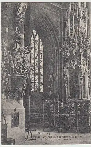 (37018) AK Nürnberg, St. Lorenzkirche, Löffelholzwappen, Sakramentshäuschen