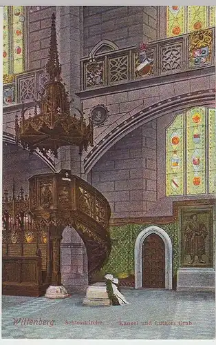 (36852) AK Wittenberg, Schloßkirche, Kanzel u. Luthers Grab, vor 1945