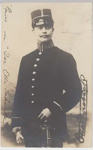 (36739) Foto AK Soldat, Polizei o.ä. Otto Probach "Der alte Schwede", 1905