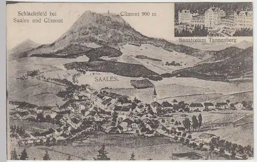 (36619) AK Schlachtfeld bei Saales u. Climont, m. Sanatorium Tannanberg