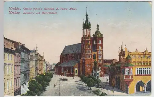 (36613) AK Krakau, Krakow, Hauptring u. Marienkirche, Feldpost 1915